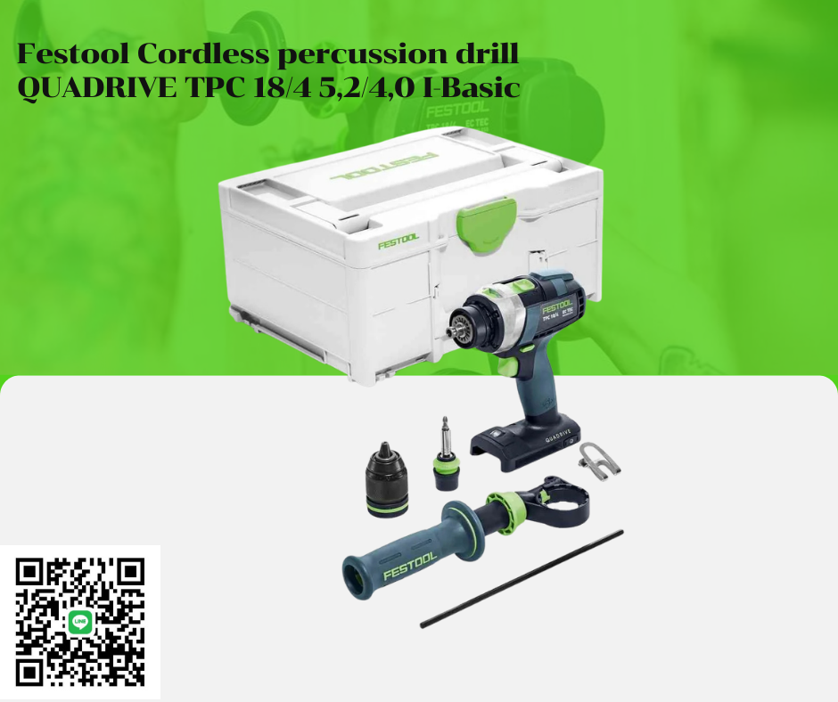 FESTOOL Cordless percussion drill QUADRIVE TPC 18/4 5,2/4,0 I-Basic